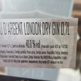 Bleu D'Argent London dry Gin - 0.7L